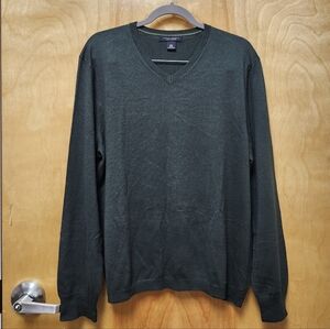 Banana Republic Size L Silk Cashmere V- Neck Sweater Forest Green Moss